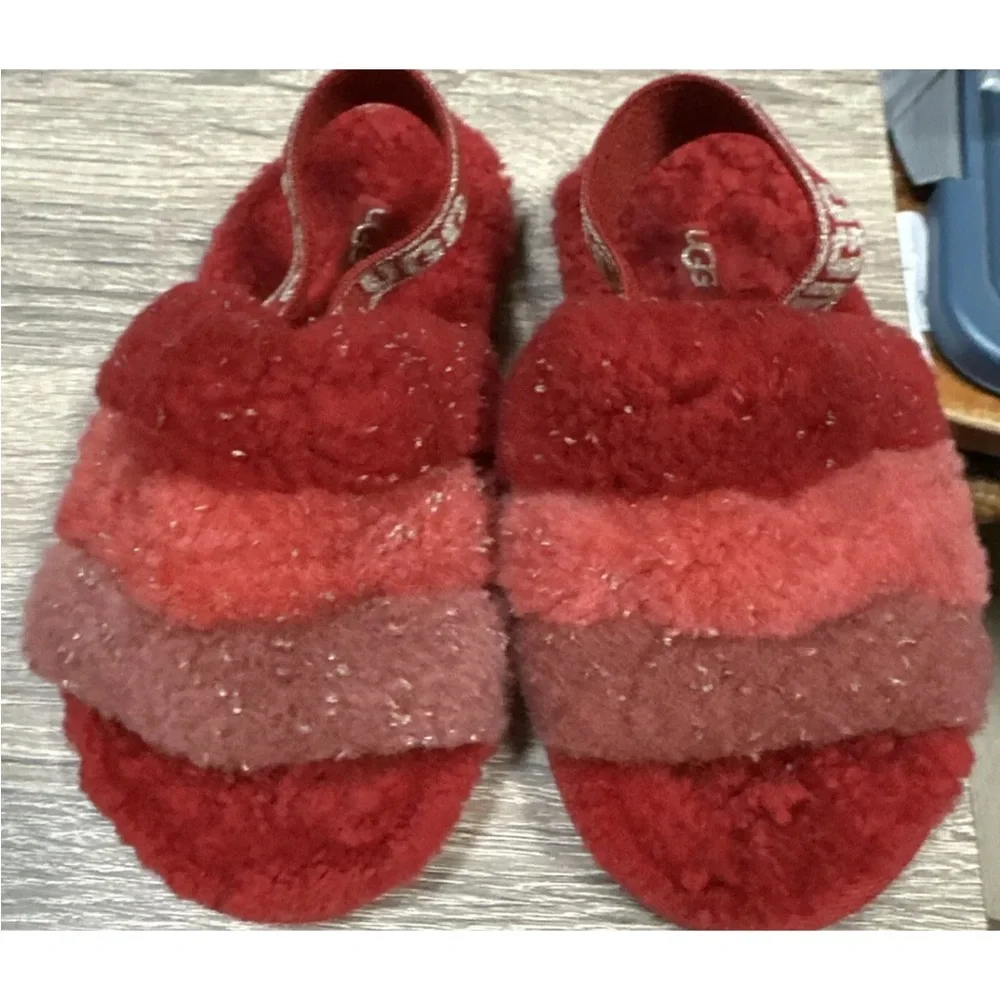 UGG Fluff Yeah Metallic Sparkle Multi Youth/Kids SLIPPERS Sz 11‎